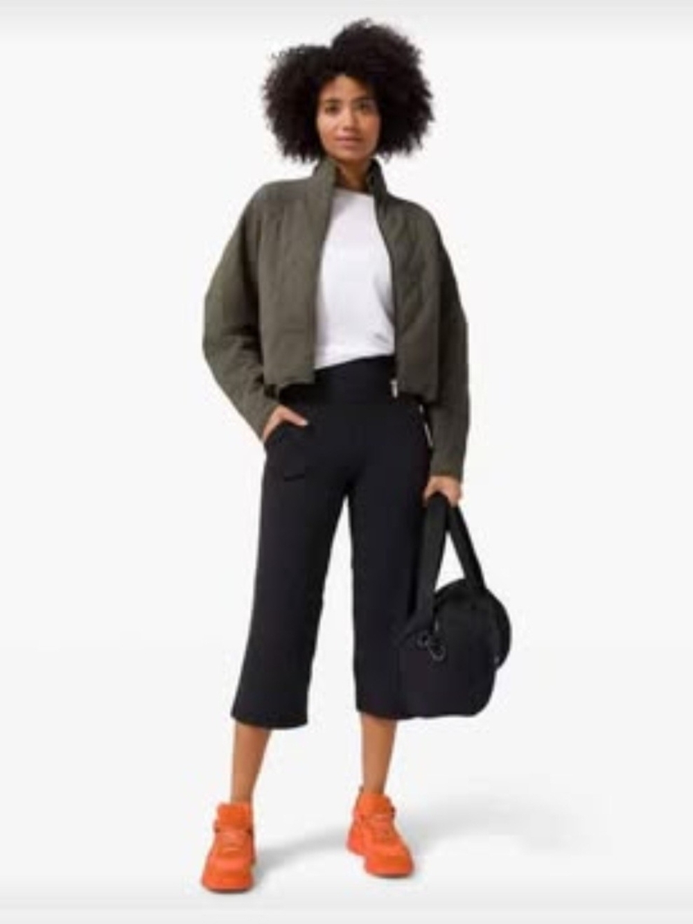 Lululemon cropped quilted bomber jacket - olive